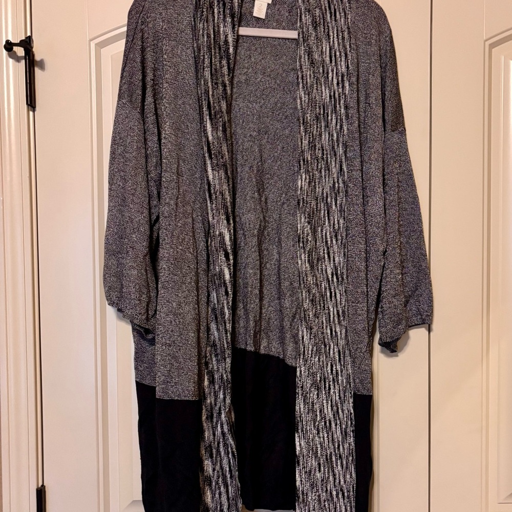 Chico's Gray and Black Open Cardigan